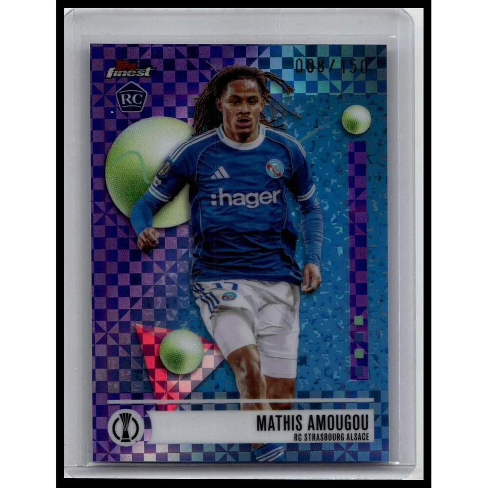 2025-26 Finest UEFA Mathis Amougou #127 Purple Checkerboard Refractor #/150
